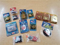 PEWTER NASCAR ORNAMENTS DECALS KEY RINGS