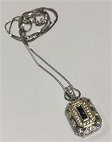 Sterling Silver Art Deco Pendant Necklace