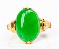 Jewelry 18kt Yellow Gold Jade Cocktail Ring