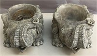 Pair of Resin Figural Elephant Planters