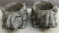 Pair of Resin Figural Elephant Planters