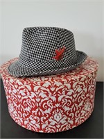 Houndstooth Fedora with Hat Box