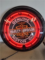 Harley-Davidson Motor Oil Neon Clock