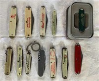 Lot of 12 Vintage Advertising Pocket Knives