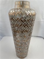Mosaic Gold/Silver Glass Tile Tall Vase