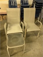 2 PATIO CHAIRS & SMALL TABLE