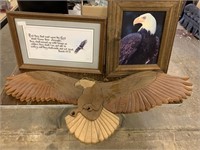 WOOD EAGLE AND PICTURES