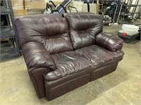 LEATHER LOVESEAT WITH RECLINERS