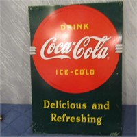 Metal Coca Cola sign.