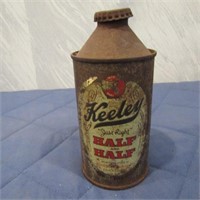 Antique Keeley cone top beer can.