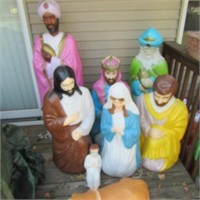 Large Nativity Blow Mold set with Wisemen