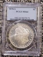 1878-S Morgan Dollar: PCGS MS64