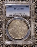 1882-P Morgan Dollar: PCGS MS64