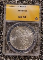 1882-CC Morgan Dollar: ANACS MS63