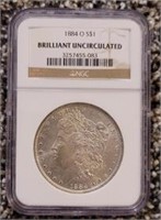 1884-O Morgan Dollar: NGC Brilliant Uncirculated