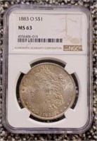 1883-O Morgan Dollar: NGC MS63
