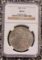 1885-O Morgan Dollar: NGC MS64