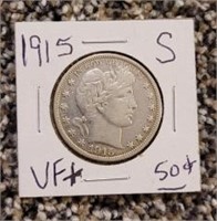 1915-S U.S. Barber Half Dollar: VF+