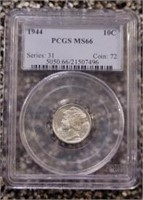 1944 Mercury Dime: PCGS MS66