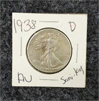 1938 D Mint Mark  Walking Liberty Half Dollar