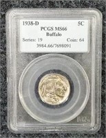 PCGS MS66 1938-D Buffalo Nickel