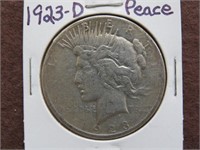 1923 D PEACE SILVER DOLLAR 90%