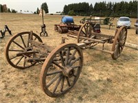 ANTIQUE WOOD WAGON WITH WOOD WHEELS