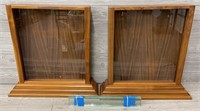 (2) Wooden Displays w/ (2) Shelves Each