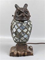 Slag Glass Owl Lamp