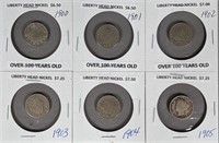 1900-1905 Liberty Head Nickels (6)