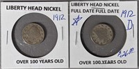 1912 & 1912-D Liberty Head Nickels