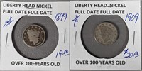 1899 & 1909 Liberty Head Nickels