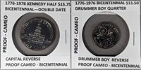 Bicentennial Proof Cameo Half Dollar & Quarter
