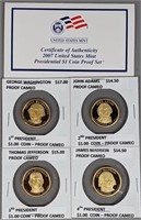 Four Proof Cameo Presidential $1 Coins
