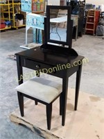 Wooden Vanity Table with Padded Stool Seat