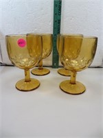 4 Vintage Amber Tea Glasses 6&1/8" x 3&3/4"
