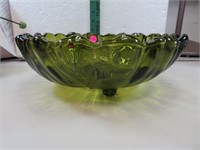 Vintage Olive Green Footed Bowl 10&3/4" x 3&7/8"