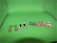 4 Pr Vtg Earrings Left signed Czechoslovakia &
