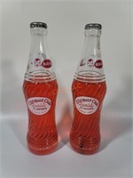 Pair 1956 Clicquot Club Cherry Soda Bottles Full
