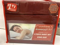 Copper Bamboo King Size Sheet Set-Red