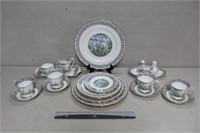 22PCS OF ROYAL ALBERT SILVER BIRCH DISHES