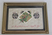Early 1900s Xmas Post Card - in frame