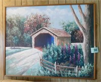 Original framed landscape oil painting on canvas,