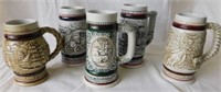 5 small AVON collector steins: 1983 Hunting /