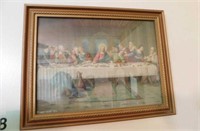 Vintage framed print of "Last Supper", 18.5 x 13.5