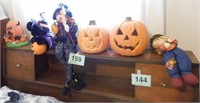 Halloween decorations: 2 lighted jack-o-lanterns -