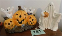 Halloween: Ceramic lighted ghost, 9.5" tall -