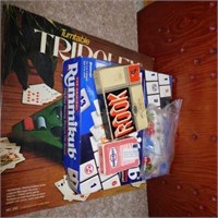 Games: Tripoley - Rook- - RummiKub - dice - cards