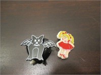 Bat Pin (Wings Moves) and Cabbage Patch Barrette