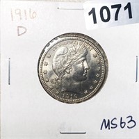 1916-D Barber Silver Quarter UNCIRCULATED